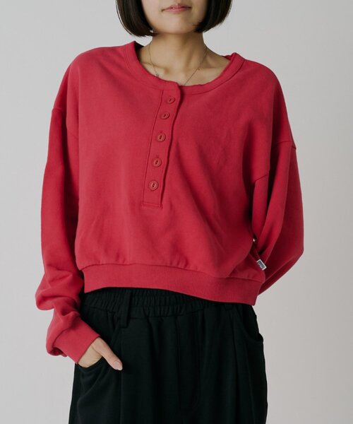 goocy（グーシー）の「【DISCUS】フレンチテリーヘンリーPO（Tシャツ/カットソー・レディース・レッド/グレー/ブラウン/ネイビー・FREE）」の4枚目の写真