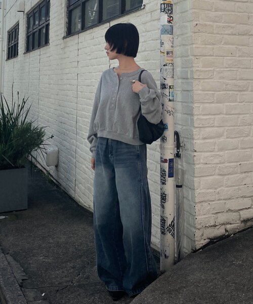 goocy（グーシー）の「【DISCUS】フレンチテリーヘンリーPO（Tシャツ/カットソー・レディース・レッド/グレー/ブラウン/ネイビー・FREE）」の9枚目の写真