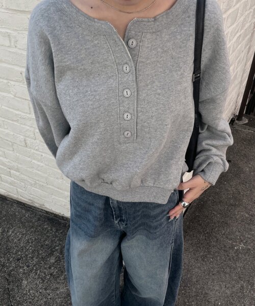 goocy（グーシー）の「【DISCUS】フレンチテリーヘンリーPO（Tシャツ/カットソー・レディース・レッド/グレー/ブラウン/ネイビー・FREE）」の11枚目の写真