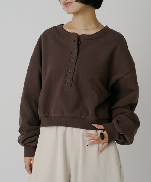 goocy（グーシー）の「【DISCUS】フレンチテリーヘンリーPO（Tシャツ/カットソー・レディース・レッド/グレー/ブラウン/ネイビー・FREE）」の18枚目の写真