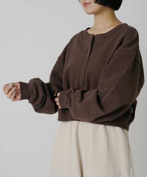 goocy（グーシー）の「【DISCUS】フレンチテリーヘンリーPO（Tシャツ/カットソー・レディース・レッド/グレー/ブラウン/ネイビー・FREE）」の21枚目の写真