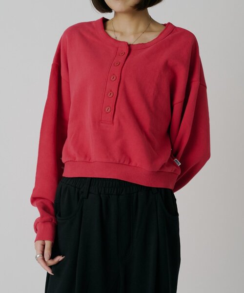 goocy（グーシー）の「【DISCUS】フレンチテリーヘンリーPO（Tシャツ/カットソー・レディース・レッド/グレー/ブラウン/ネイビー・FREE）」の8枚目の写真