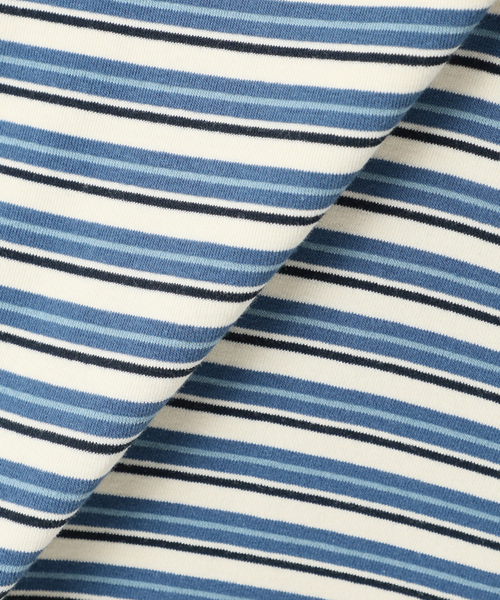 U by SPICK&SPAN(ユーバイスピックアンドスパン)の「《追加》マルチボーダーフリルドッキングプルオーバー(Tシャツ/カットソー・レディース・グレー/ブルー/アイボリー・FREE)」の6枚目の写真
