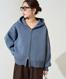 限定展開 <ウォッシャブル> 軽量 ニット フルジップ パーカー