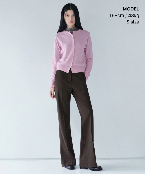 MUSINSA STANDARD WOMAN（ムシンサスタンダードウーマン）の「[プラス] ウィメンズ カシミヤ100 ラウンドネック カーディガン [ライトピンク]（カーディガン/ボレロ・レディース・その他・SMALL/MEDIUM/LARGE）」の2枚目の写真