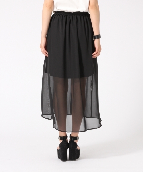 HARE(ハレ)の「シフォンギャザーマキシスカート(HARE)(スカート・レディース・グレー/ブラック・FREE)」の6枚目の写真