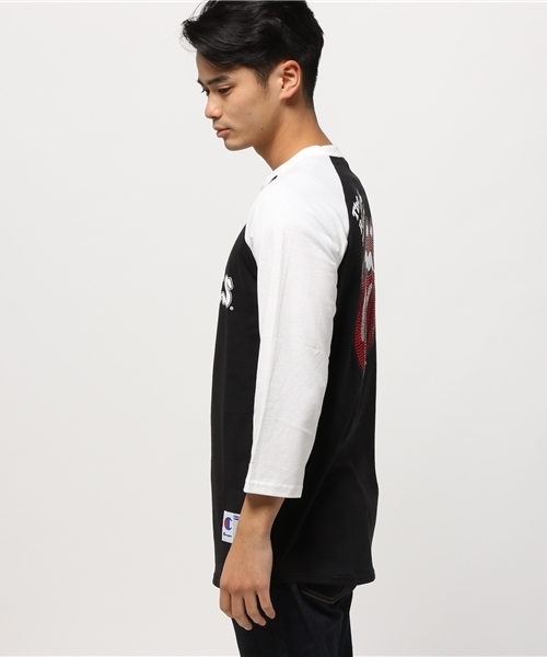 JACKROSE（ジャックローズ）の「The Rolling Stones×JACKROSE(USA Championボディ)ラグランロゴ7分袖Tシャツ（Tシャツ/カットソー・メンズ・ブラック×レッド/ブラック×グレー/ホワイト×ブラック/ブラック×ホワイト・S/M）」の9枚目の写真