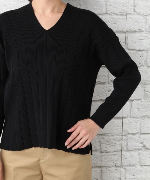 LEPSIM(レプシィム)の「12GランダムリブVネックプルオーバー 741430(ニット/セーター・レディース・オフホワイト/グレー/ブラック・FREE)」の11枚目の写真