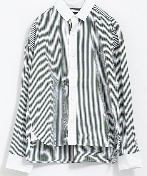 CUBE SUGAR(キューブシュガー)の「レジメンタルストライプ クレリックシャツ(シャツ/ブラウス・レディース・ワインレッド/ブルー/ブラック・M)」の11枚目の写真