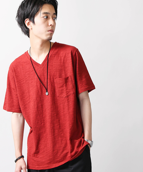 WEGO(ウィゴー)の「WEGO/スラブVポケットカットソー(Tシャツ/カットソー・メンズ・ホワイト/ネイビー/杢グレー/カーキ/ベージュ/ワイン・SMALL/MEDIUM/LARGE)」の6枚目の写真