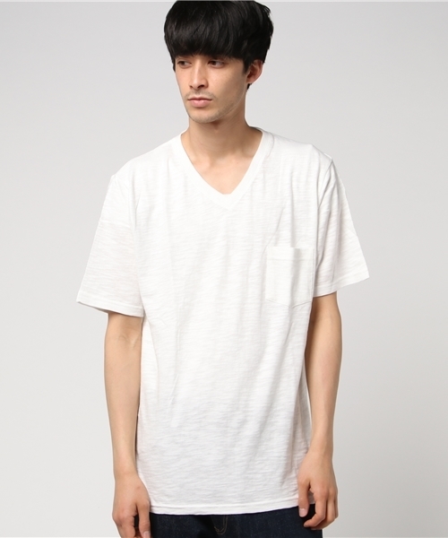 WEGO(ウィゴー)の「WEGO/スラブVポケットカットソー(Tシャツ/カットソー・メンズ・ホワイト/ネイビー/杢グレー/カーキ/ベージュ/ワイン・SMALL/MEDIUM/LARGE)」の15枚目の写真