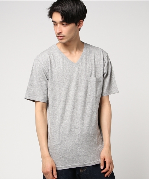 WEGO(ウィゴー)の「WEGO/スラブVポケットカットソー(Tシャツ/カットソー・メンズ・ホワイト/ネイビー/杢グレー/カーキ/ベージュ/ワイン・SMALL/MEDIUM/LARGE)」の7枚目の写真