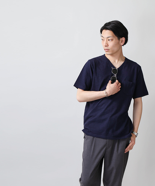 WEGO(ウィゴー)の「WEGO/スラブVポケットカットソー(Tシャツ/カットソー・メンズ・ホワイト/ネイビー/杢グレー/カーキ/ベージュ/ワイン・SMALL/MEDIUM/LARGE)」の16枚目の写真