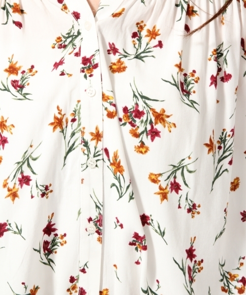 GLOBAL WORK（グローバルワーク）の「ギャザープリントブラウス長袖/761375（シャツ/ブラウス・レディース・ネイビー/ホワイト/ピンク・LARGE/SMALL/MEDIUM）」の14枚目の写真