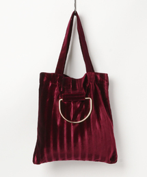 natural couture | リング付プリーツベロアバッグ(ショルダーバッグ)