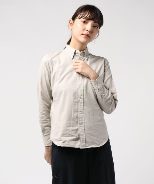 GYMPHLEX（ジムフレックス）の「[Gymphlex/ジムフレックス] ビエラ起毛無地ボタンダウンシャツ（シャツ/ブラウス・レディース・ネイビー/グレー/オフホワイト/ベージュ/アイボリー/グレイッシュベージュ・12/14）」の4枚目の写真