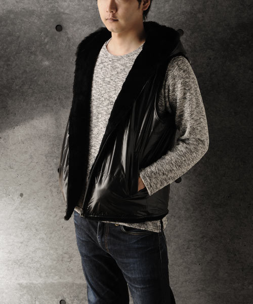 sankyo shokai(サンキョウショウカイ)の「リバーシブルベストフード付き(ベスト・メンズ・ブラック・L/M/XL)」の8枚目の写真