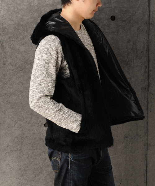 sankyo shokai(サンキョウショウカイ)の「リバーシブルベストフード付き(ベスト・メンズ・ブラック・L/M/XL)」の9枚目の写真