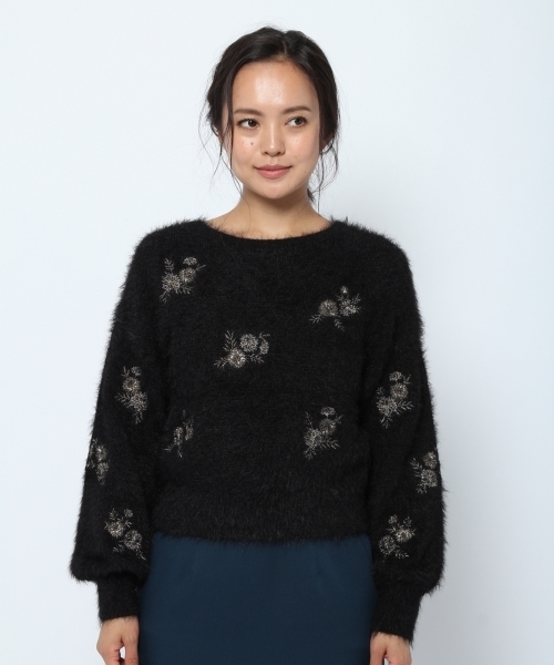 laboratory work（ラボラトリーワーク）の「フェザーラメ刺繍ニットプルオーバー（ニット/セーター・レディース・ブラック/オフホワイト/ピンク・MEDIUM）」の15枚目の写真