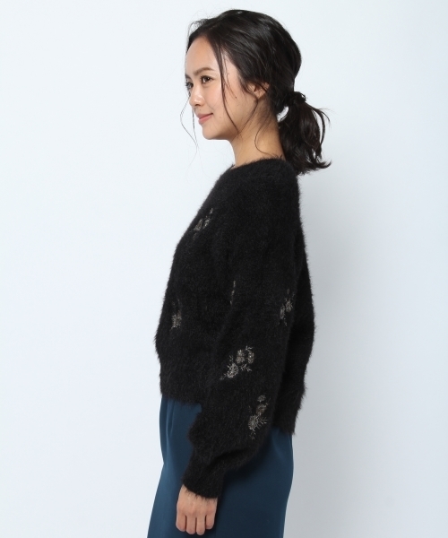 laboratory work（ラボラトリーワーク）の「フェザーラメ刺繍ニットプルオーバー（ニット/セーター・レディース・ブラック/オフホワイト/ピンク・MEDIUM）」の8枚目の写真