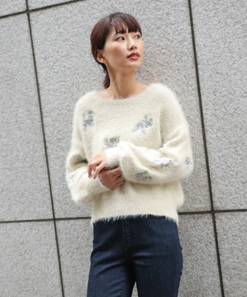 laboratory work（ラボラトリーワーク）の「フェザーラメ刺繍ニットプルオーバー（ニット/セーター・レディース・ブラック/オフホワイト/ピンク・MEDIUM）」の20枚目の写真