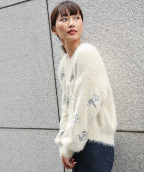 laboratory work（ラボラトリーワーク）の「フェザーラメ刺繍ニットプルオーバー（ニット/セーター・レディース・ブラック/オフホワイト/ピンク・MEDIUM）」の19枚目の写真