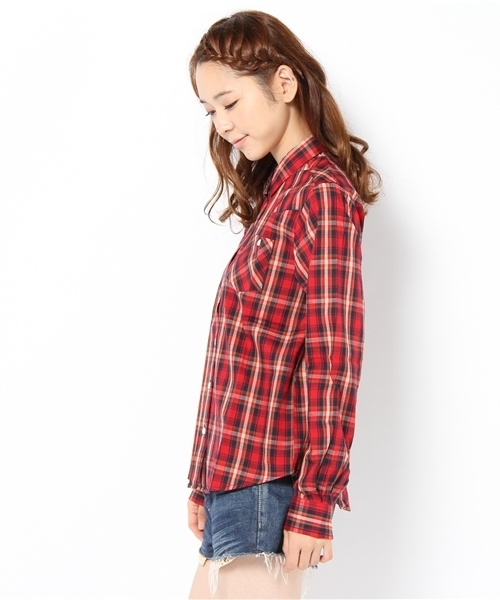 WEGO(ウィゴー)の「ウエスタンチェックブロードLSシャツ(シャツ/ブラウス・レディース・ブラック/ベージュ/グリーン/ブルー/レッド・MEDIUM/LARGE)」の6枚目の写真