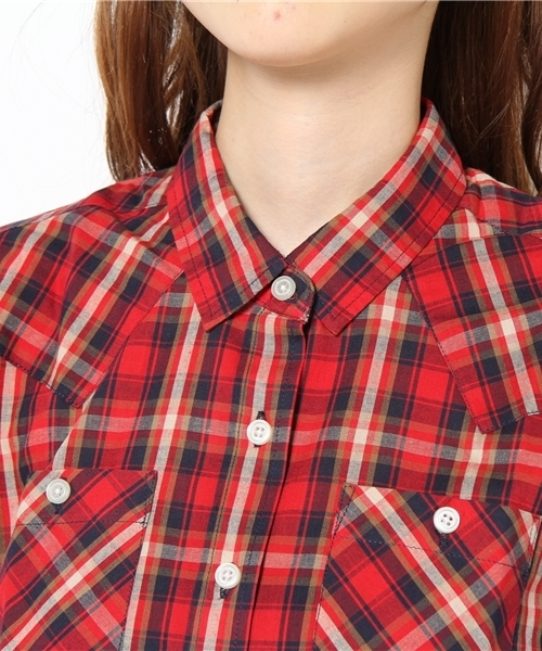 WEGO(ウィゴー)の「ウエスタンチェックブロードLSシャツ(シャツ/ブラウス・レディース・ブラック/ベージュ/グリーン/ブルー/レッド・MEDIUM/LARGE)」の8枚目の写真