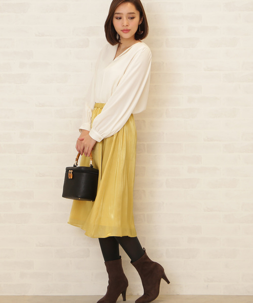 N.（N. Natural Beauty Basic）（エヌエヌナチュラルビューティーベーシック）の「オープンカラージョーゼットブラウス（シャツ/ブラウス・レディース・ホワイト/ネイビー/ライトグリーン・MEDIUM）」の18枚目の写真