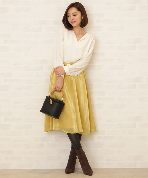 N.（N. Natural Beauty Basic）（エヌエヌナチュラルビューティーベーシック）の「オープンカラージョーゼットブラウス（シャツ/ブラウス・レディース・ホワイト/ネイビー/ライトグリーン・MEDIUM）」の17枚目の写真