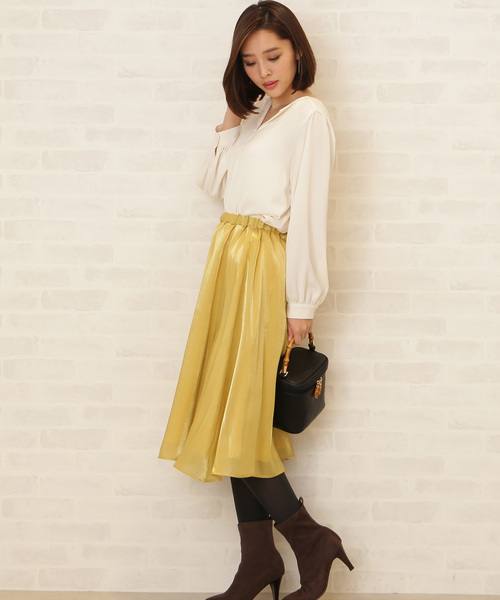 N.（N. Natural Beauty Basic）（エヌエヌナチュラルビューティーベーシック）の「オープンカラージョーゼットブラウス（シャツ/ブラウス・レディース・ホワイト/ネイビー/ライトグリーン・MEDIUM）」の16枚目の写真