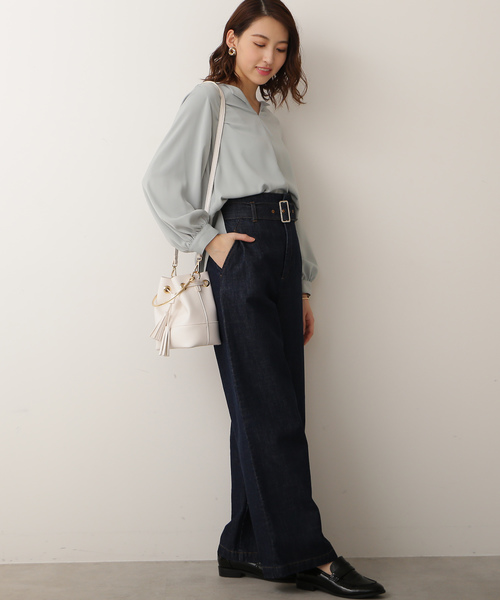 N.（N. Natural Beauty Basic）（エヌエヌナチュラルビューティーベーシック）の「オープンカラージョーゼットブラウス（シャツ/ブラウス・レディース・ホワイト/ネイビー/ライトグリーン・MEDIUM）」の13枚目の写真