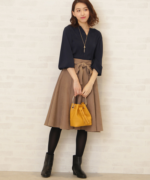 N.（N. Natural Beauty Basic）（エヌエヌナチュラルビューティーベーシック）の「オープンカラージョーゼットブラウス（シャツ/ブラウス・レディース・ホワイト/ネイビー/ライトグリーン・MEDIUM）」の8枚目の写真