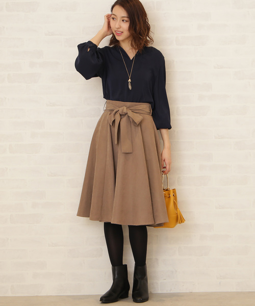 N.（N. Natural Beauty Basic）（エヌエヌナチュラルビューティーベーシック）の「オープンカラージョーゼットブラウス（シャツ/ブラウス・レディース・ホワイト/ネイビー/ライトグリーン・MEDIUM）」の6枚目の写真