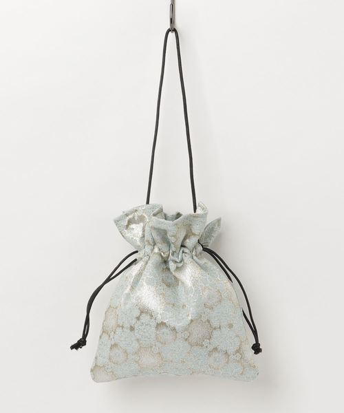 merlot plus(メルロープリュス)の「花柄巾着バッグ2563(ハンドバッグ・レディース・ライトブルー/ブラック/オフホワイト/イエロー・FREE)」の1枚目の写真