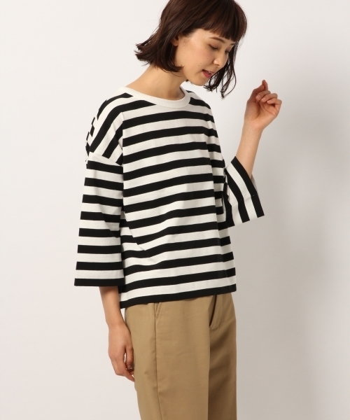 GLOBAL WORK（グローバルワーク）の「【USAコットン】クルー8分袖/777873（Tシャツ/カットソー・レディース・ホワイト/ネイビー/ピンク/その他・MEDIUM/LARGE）」の4枚目の写真