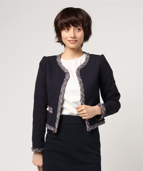 プロポーション　ミックスパールノーカラーブルゾン【セットアップ対応商品】 PROPORTION BODY DRESSING（プロポーションボディドレッシング