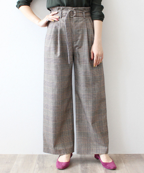 Tite In The Store ティテ インザ ストア の リングベルト付きグレンチェックワイドパンツ その他パンツ Wear