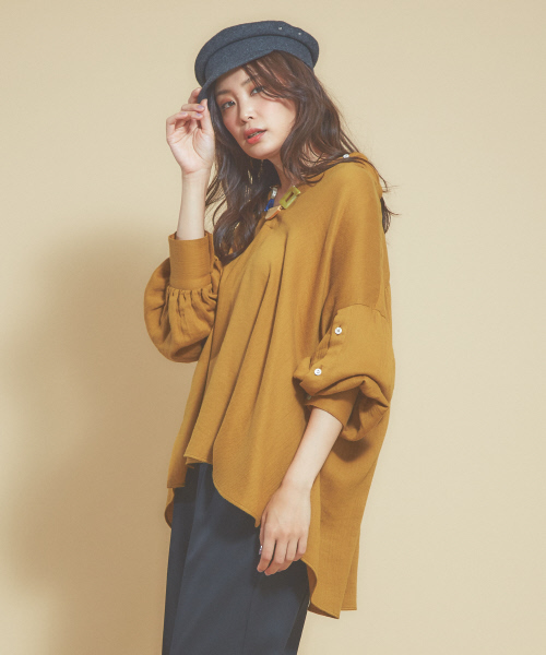 qualite（カリテ）の「綿ガーゼギャザーブラウス（シャツ/ブラウス・レディース・ホワイト/マスタード・フリー）」の2枚目の写真