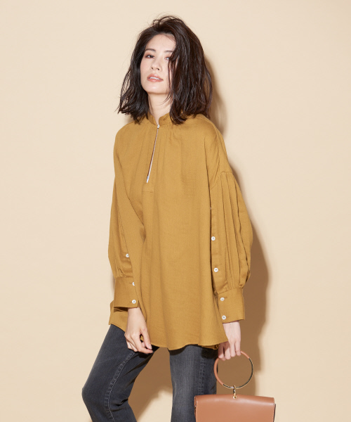 qualite（カリテ）の「綿ガーゼギャザーブラウス（シャツ/ブラウス・レディース・ホワイト/マスタード・フリー）」の15枚目の写真