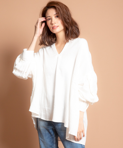 qualite（カリテ）の「綿ガーゼギャザーブラウス（シャツ/ブラウス・レディース・ホワイト/マスタード・フリー）」の17枚目の写真