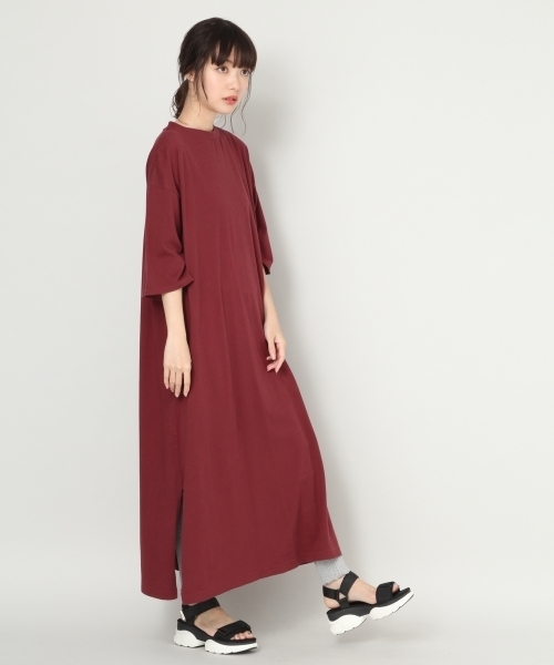 LOWRYS FARM(ローリーズファーム)の「USAコットンTワンピース 804367(ワンピース・レディース・エンジ/ブラック/オフホワイト/ブラウン・FREE)」の4枚目の写真