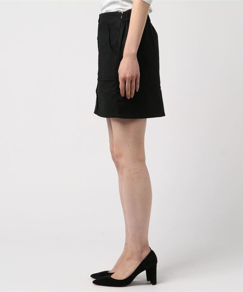 DING（ディング）の「DING/前ボタンミニスカート（スカート・レディース・ブラック/ベージュ・FREE）」の3枚目の写真