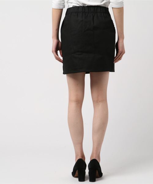 DING（ディング）の「DING/前ボタンミニスカート（スカート・レディース・ブラック/ベージュ・FREE）」の4枚目の写真