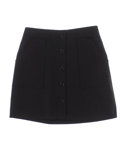 DING（ディング）の「DING/前ボタンミニスカート（スカート・レディース・ブラック/ベージュ・FREE）」の7枚目の写真