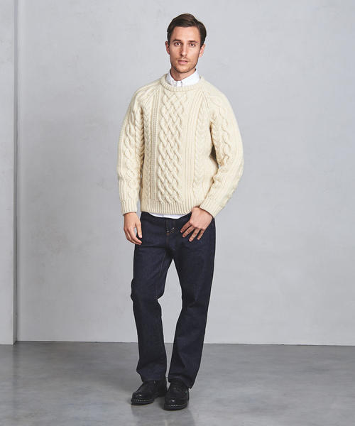 BATONER（バトナー）の「＜BATONER（バトナー）＞ ALAN CABLE（ニット/セーター・メンズ・オフホワイト・1/2）」の3枚目の写真