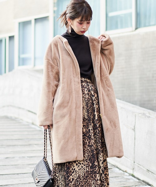 natural couture（ナチュラルクチュール）の「エコファーレディロングコート（その他アウター・レディース・ベージュ/パープル/ブラウン・FREE）」の14枚目の写真