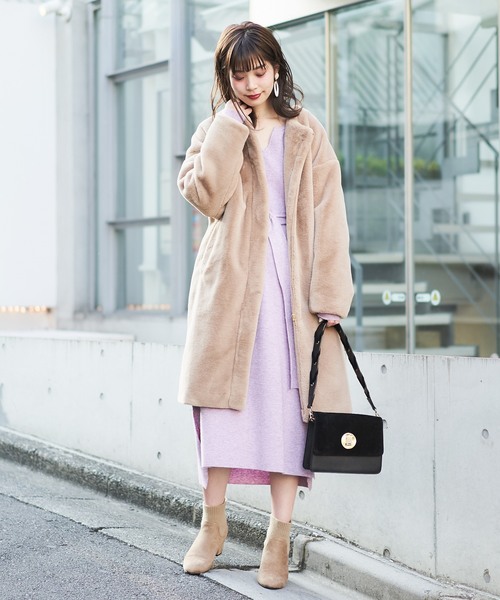 natural couture（ナチュラルクチュール）の「エコファーレディロングコート（その他アウター・レディース・ベージュ/パープル/ブラウン・FREE）」の10枚目の写真