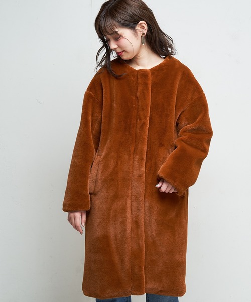 natural couture（ナチュラルクチュール）の「エコファーレディロングコート（その他アウター・レディース・ベージュ/パープル/ブラウン・FREE）」の8枚目の写真