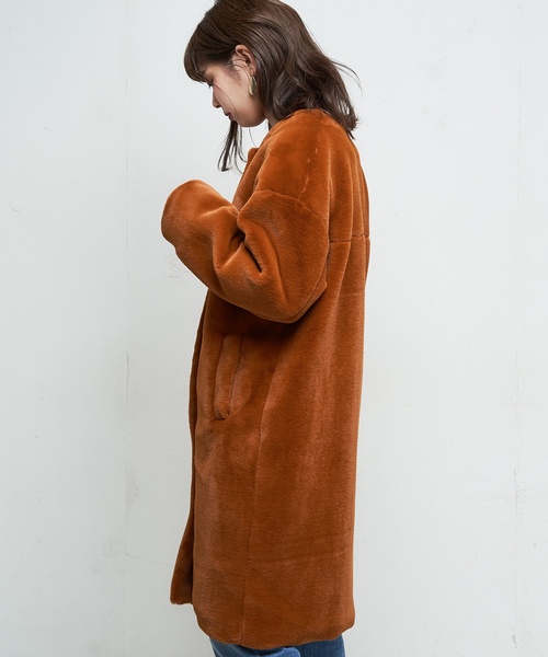 natural couture（ナチュラルクチュール）の「エコファーレディロングコート（その他アウター・レディース・ベージュ/パープル/ブラウン・FREE）」の20枚目の写真